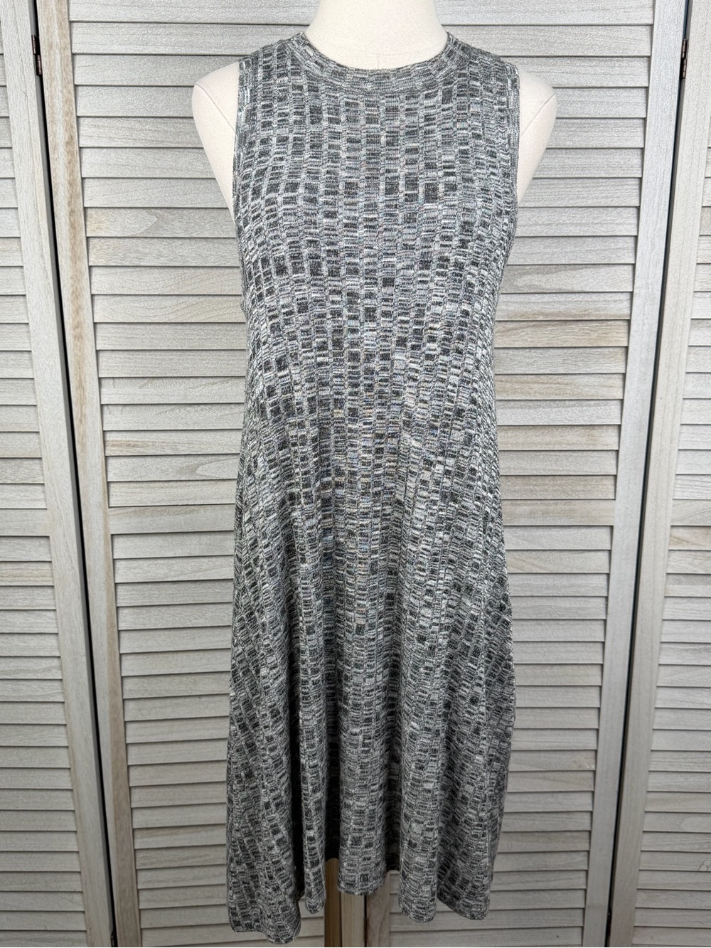 MAEVE (Anthropologie) Emerson Swing Dress Black/White Marled Sleeveless Knit-S